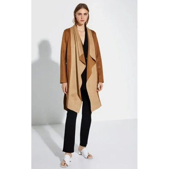 ZARA Women's Patchwork Faux Suede Jacket Size XS In Taupe Brown - Picture 2 of 12